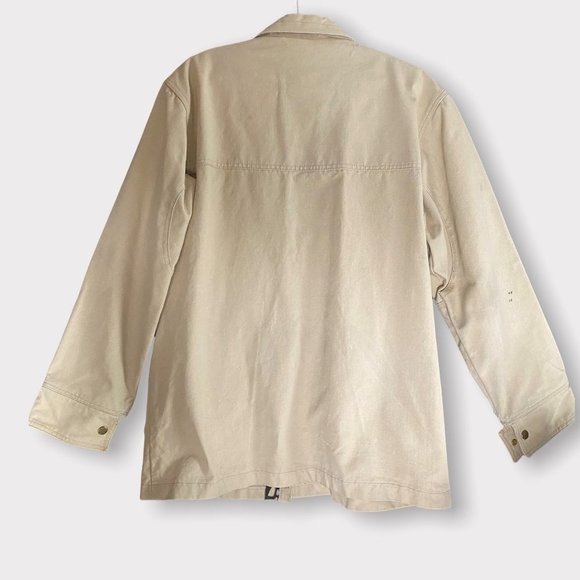 Vtg REI Co op beige utility cargo jacket/coat mens XL (packed hood) heavy canvas - Picture 5 of 16